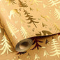 Gold Foil Reindeer & Christmas Tree Wrapping Paper - Kraft - Foil - wrapping paper