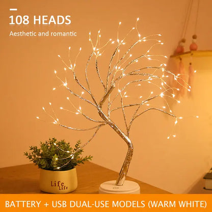 LED Night Light Tabletop Bonsai Tree Light USB 108 LED Warm white