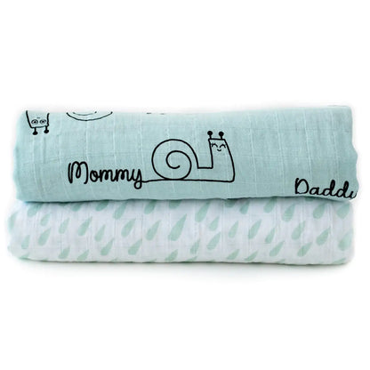 Milk&Moo Set of 2 Sangaloz Baby Muslin Swaddle Blanket one Blue Babies