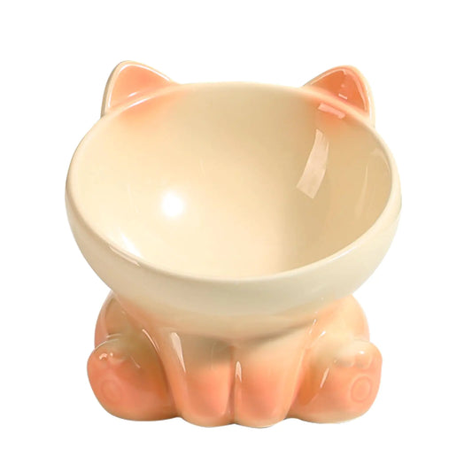 Tilted Ceramic Gradient Color Raised Cat Food Bowls - Orange - pet food bowl