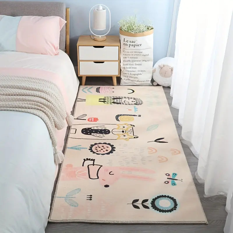 Modern Minimalist Faux Cashmere Bedroom Rug - Kia Day Design