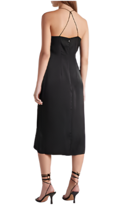 Satin Twist Front Slip Dress - - dress