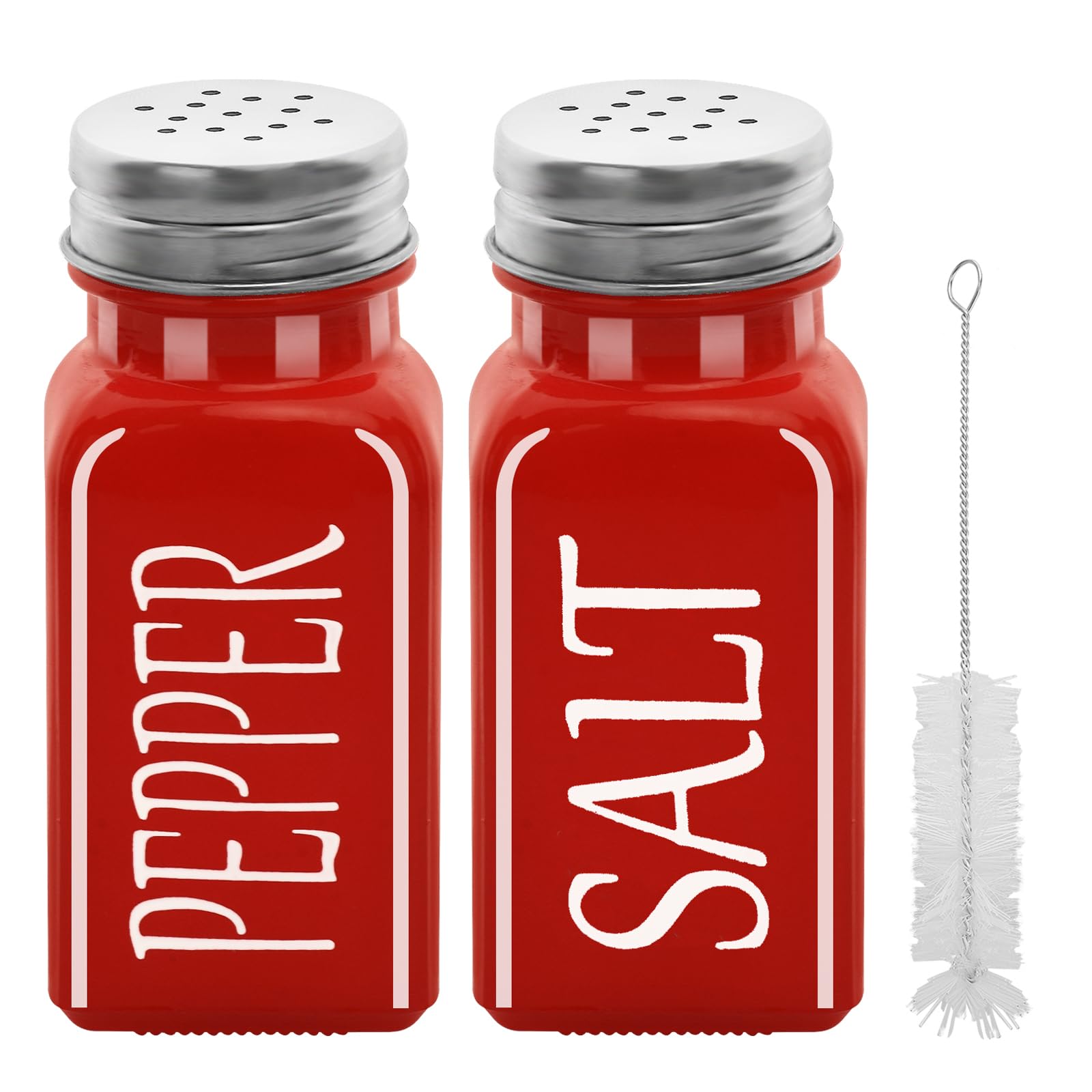 Red Glass Vintage Salt and Pepper Shakers - - salt and pepper shakers