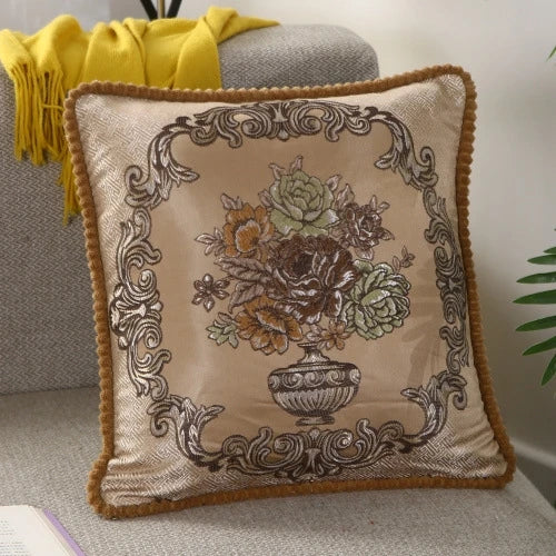 Flower Embroidery Sofa Throw Pillow Pillows & Cushions Blended Jacquard Cover