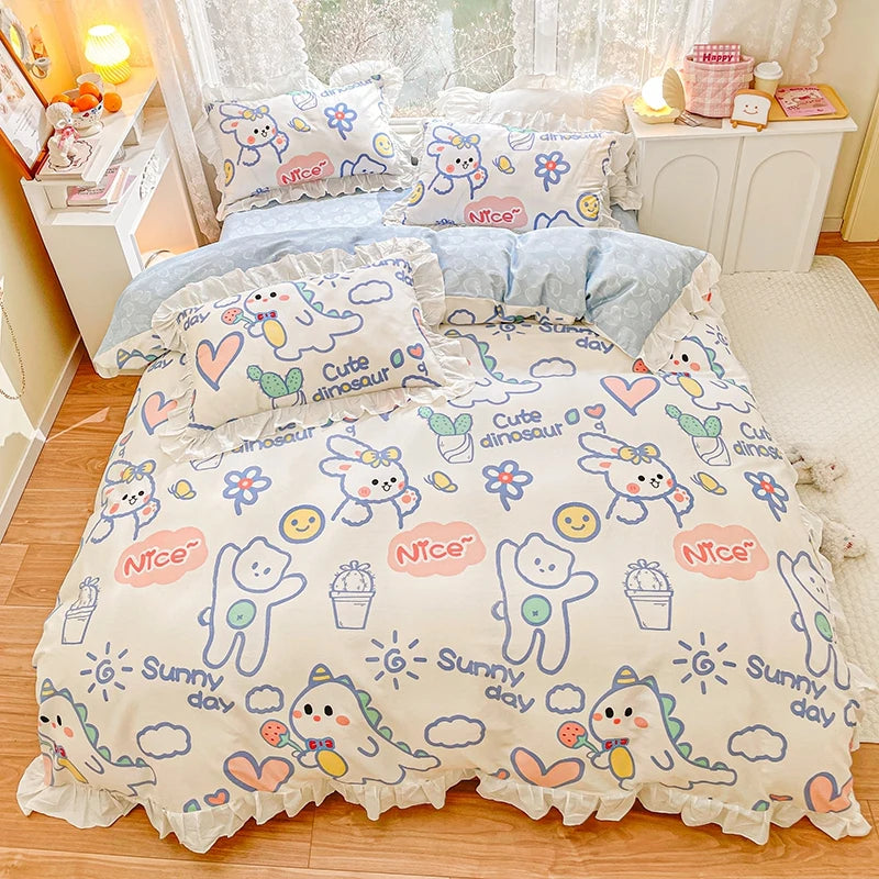 4 Pieces Fruits Cherry Pattern Kids Bedding Sets