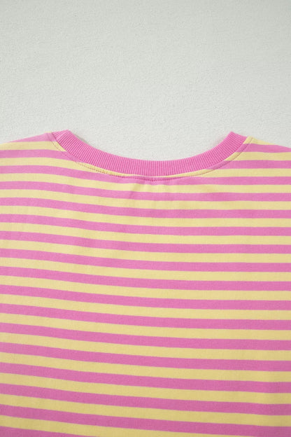 Striped Round Neck Tee and Shorts Casual Set- Shopimist- {{Product type}}