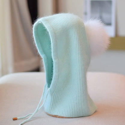 Cozy Rabbit Fur Winter Beanie - Light Green Average Size - hat