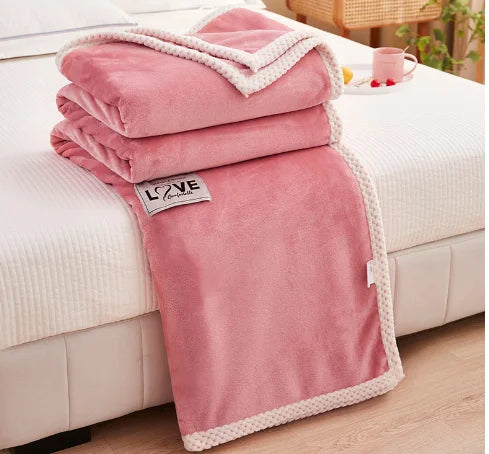 Super Soft Polyester Thick Coral Fleece Blanket Extra Soft Flannel Plush Blanket