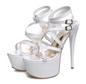 Strappy High Heels with Stiletto Design - White 37 - heels