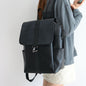 Korean Style Textured Backpack - Black - backpack