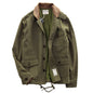 Retro Military Style Corduroy Multi-Pocket Jacket - Khaki Green 38 - jacket
