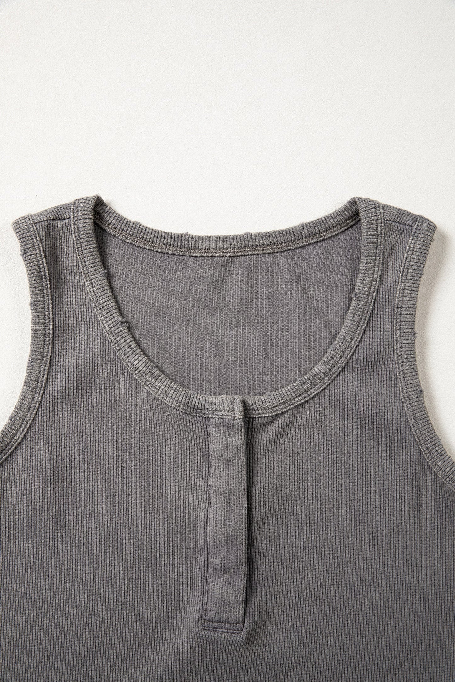 Medium Grey Vintage Distressed Ribbed Mineral Wash Tank Top- I am a Fashion Junky- {{Product type}}