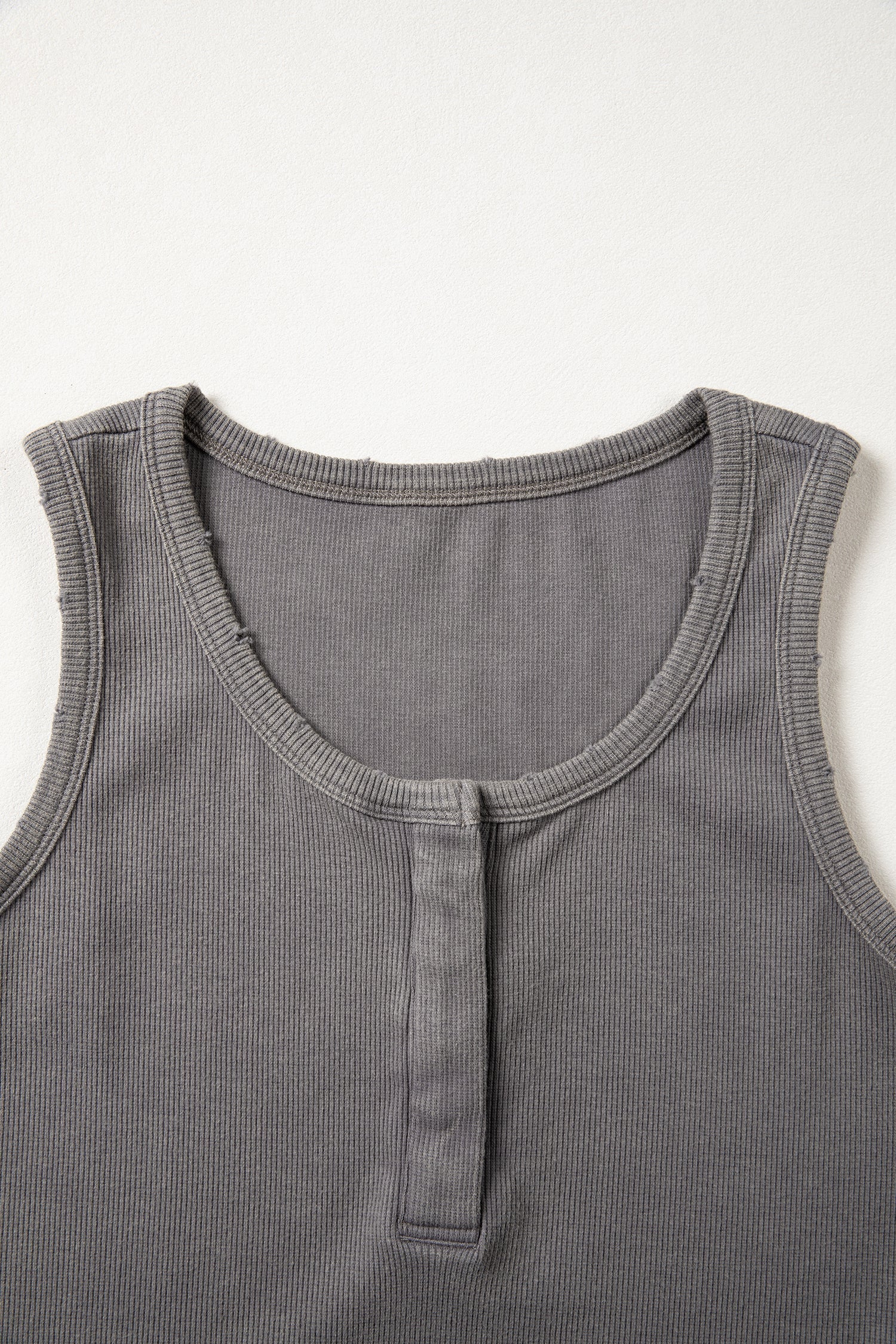 Medium Grey Vintage Distressed Ribbed Mineral Wash Tank Top- I am a Fashion Junky- {{Product type}}