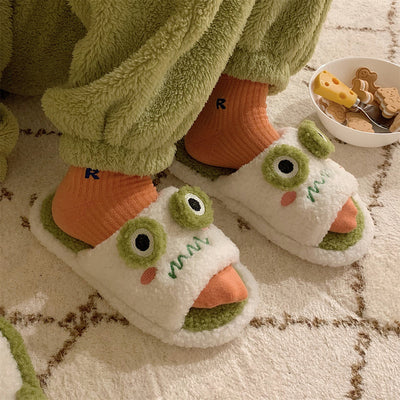 Cute Cartoon Plush Anti-Skid Indoor Slippers - - slippers