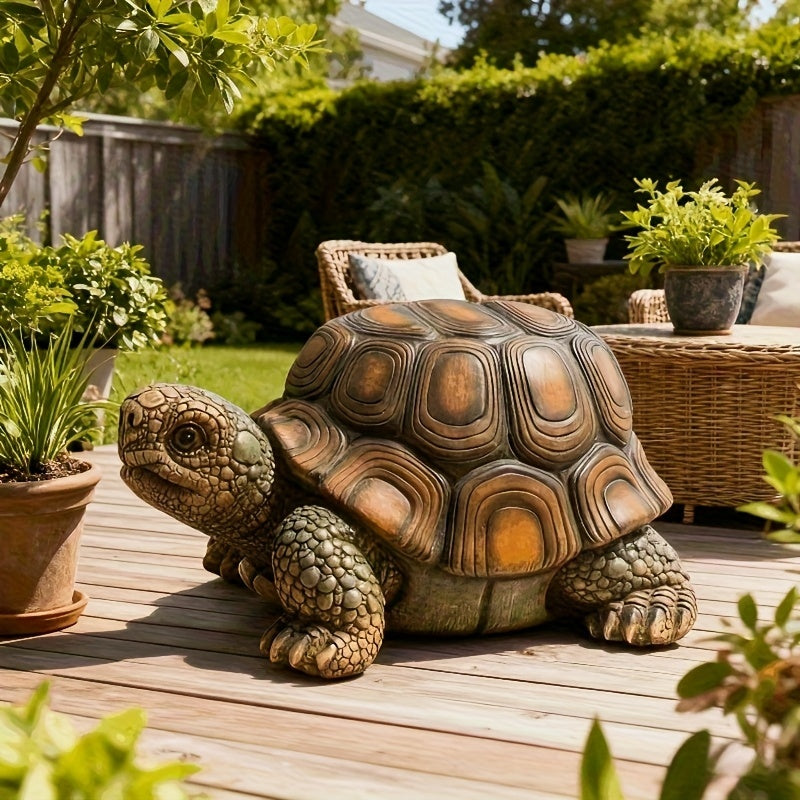 18" Garden Turtle Statue Stool - Multi-Purpose Decorative Resin Sculpture - - Garden Sculptures