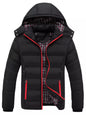Men's Plus Size Warm Padded Hooded Puffer Jacket - Black -
