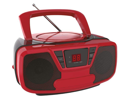 Riptunes Red CD Player Portable Boombox AM/FM Radio Bluetooth Boombox - Red - radio