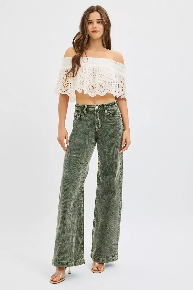 RISEN Wide Leg Corduroy Jeans - - jeans