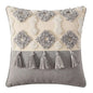 Cotton Macrame Pillow Case Woven Tufted Throw Pillow Cover With Tassel dark grey light beige