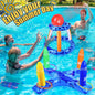 Inflatable Basketball Hoop for Pool Games Outdoors - B dolphin printing basketball stand Cross 8 plastic ring 1 red ball 1 small gas cylinder combination set - pool toy