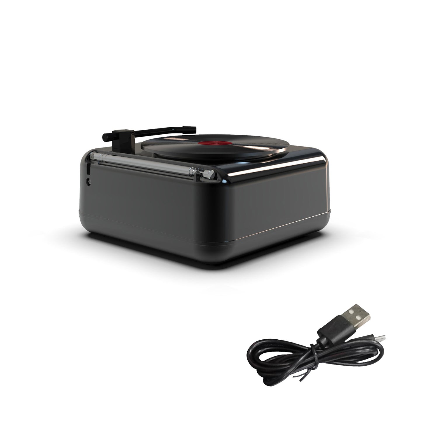 HIFI Bluetooth FM Radio Mini Portable Stereo H3 Retro Vinyl Turntable Speaker