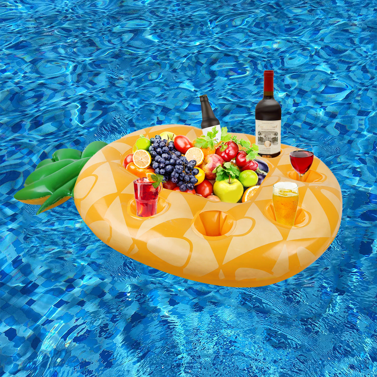 Pineapple Pool Drink Holder & Floating Snack Tray - - pool float