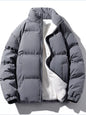 Men's Plus Size Zip Up Sherpa Lined Puffer Jacket - Dark Gray -