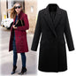 Women Lapel Collar Double Breasted Coats Black