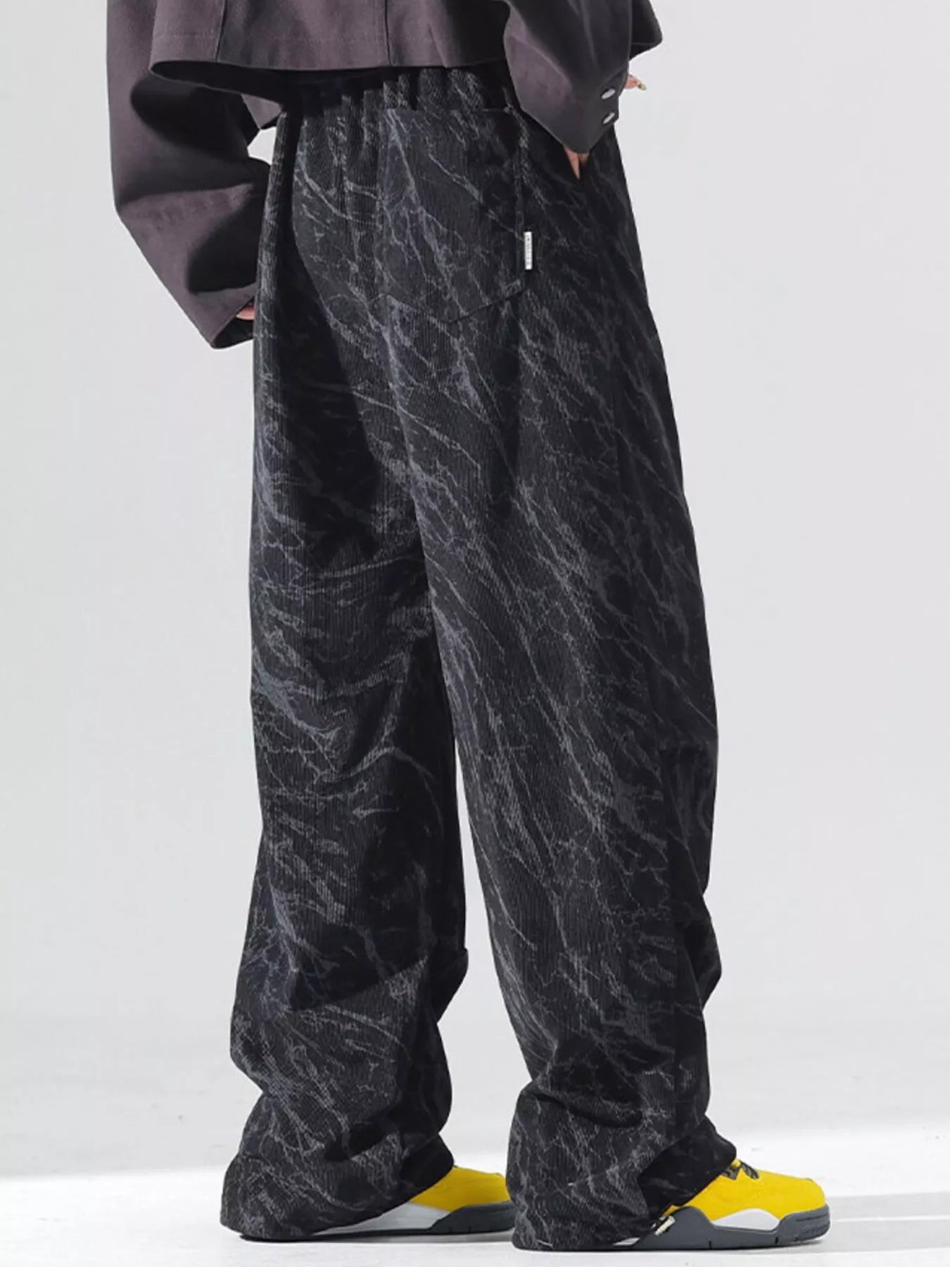 Men's Plus Size Vintage Wash Wide Leg Pants - -