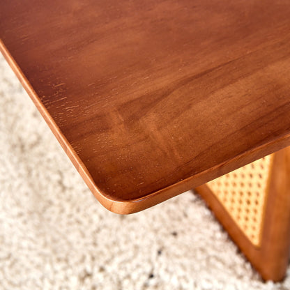 Chinese Style Imitation Rattan Tea Table Walnut Color - - Furniture