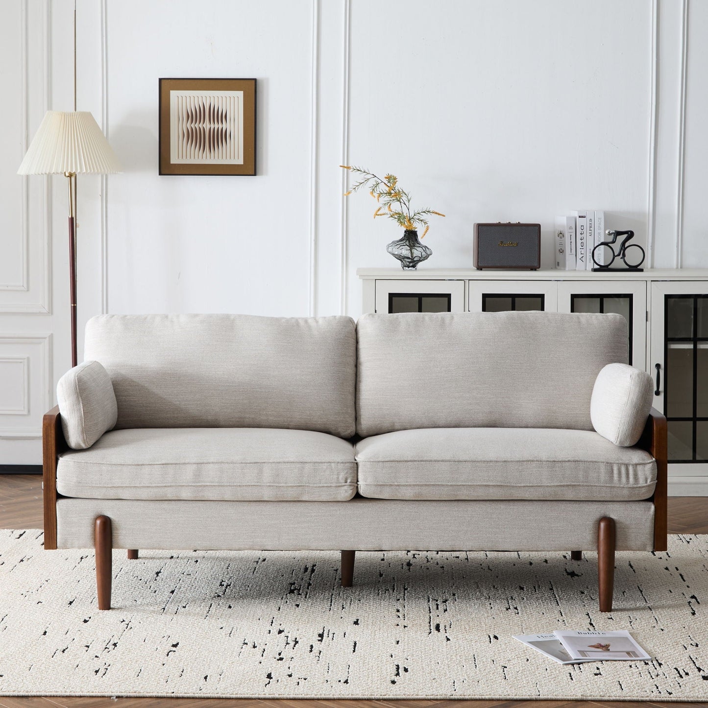 Mid Century Moderne Sofa With Wood Sides- Unique Piece Furniture- {{Product type}}