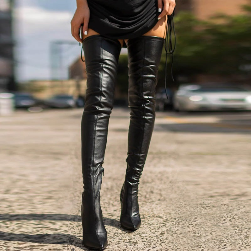 Black Stiletto Heels Fish Mouth Boots- Kia Day Design- {{Product type}}