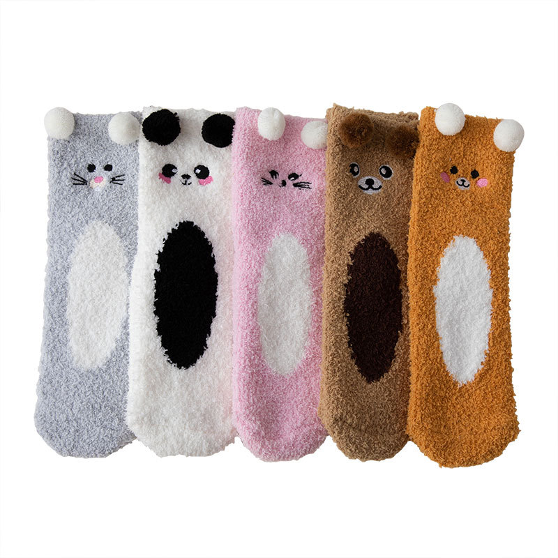 Cartoon Coral Fleece Warm Socks - - socks