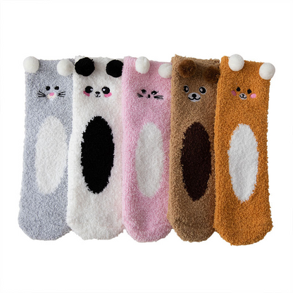 Cartoon Coral Fleece Warm Socks - - socks