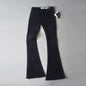 5 Color Mid Waist Flare Pants Women Retro Denim Jeans Black