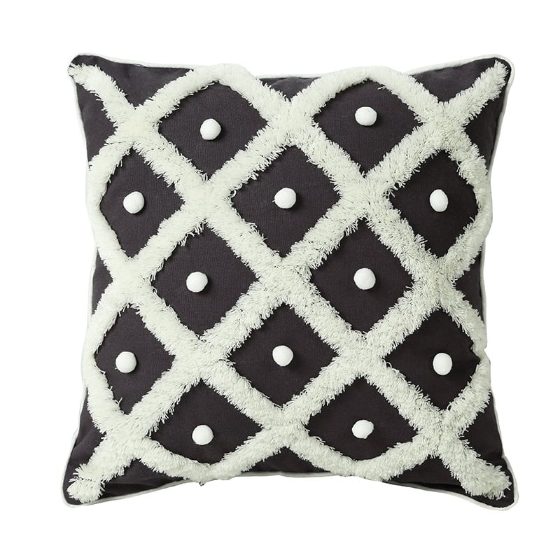 Moroccan Tufted Sphere Pillow - Chic Cushion Case - Black - pillow cover