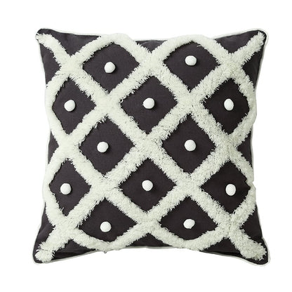 Moroccan Tufted Sphere Pillow - Chic Cushion Case - Black - pillow cover