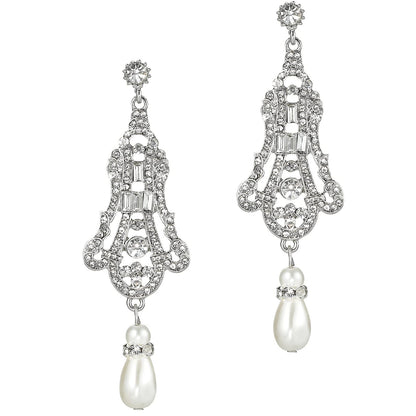 Art Deco Pearl Drop Earrings 1920s Gatsby Style - - earrings