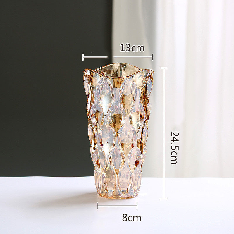 Crystal Glass Vase Flower Arrangement Decoration Ornaments - Gold Small - flower vase