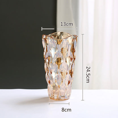 Crystal Glass Vase Flower Arrangement Decoration Ornaments - Gold Small - flower vase