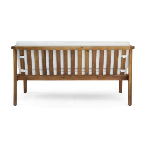 4-Piece Teak Acacia Wood Patio Chat Set with Cushions - -