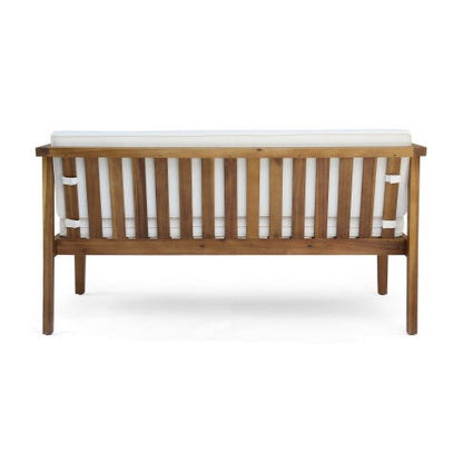 4-Piece Teak Acacia Wood Patio Chat Set with Cushions - -