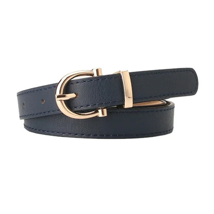 PU Leather Simple Metal Buckle Belt