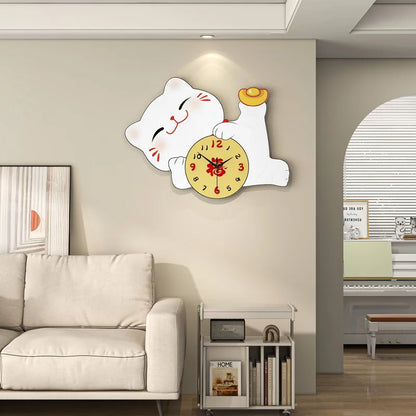 Lucky Cat Modern Wall Clock Silent Wall Clock