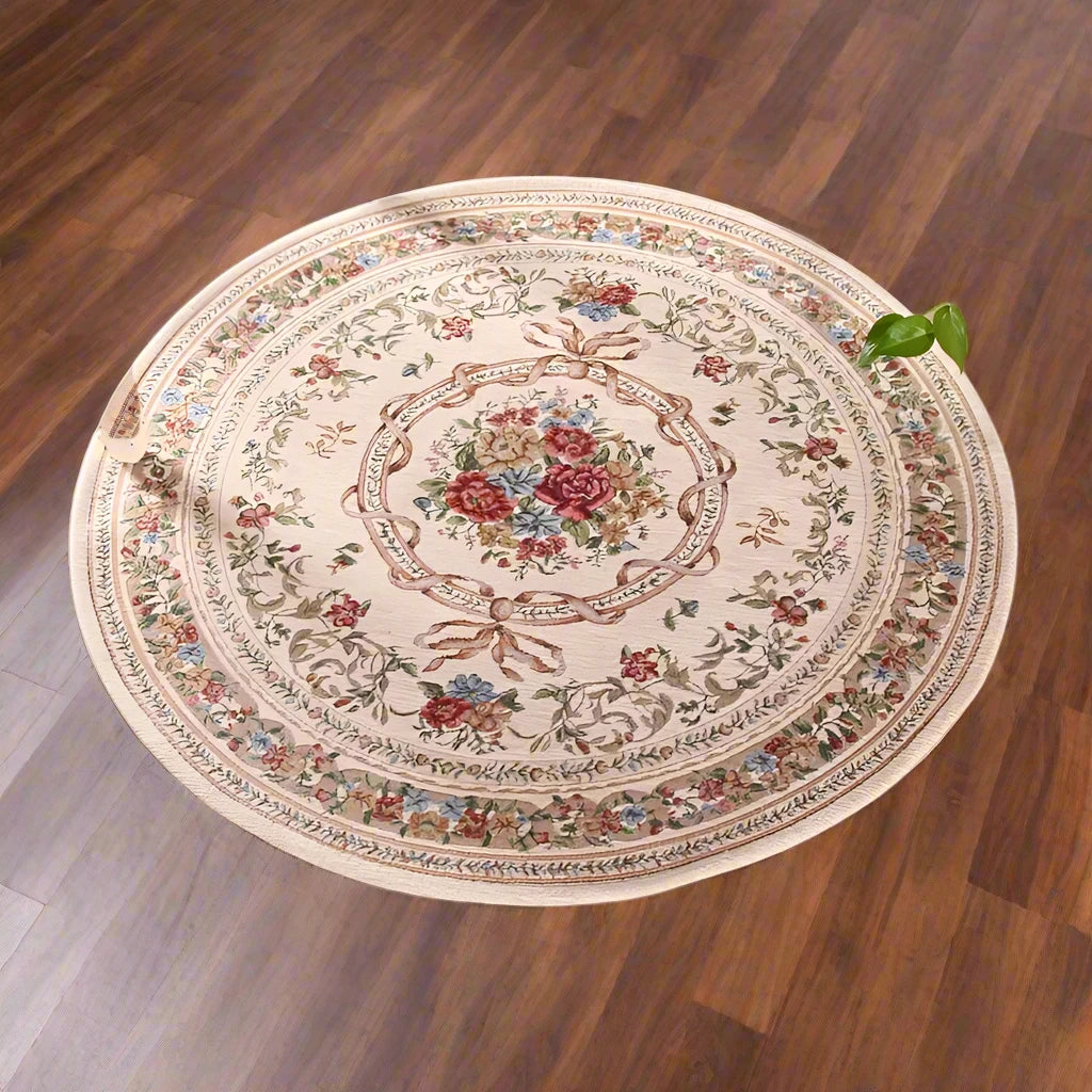 Chenille Circle Turkish Carpet Non-Slip Machine Washable Manageability