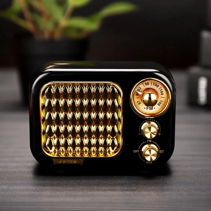 Gift Craft Wooden Portable BT Speaker Vintage Black One size