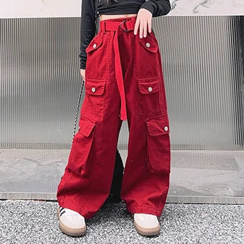 Kids Cargo Pants red