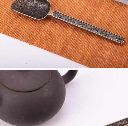 Carved Fu Character Auspicious Clouds Pattern Tea Shovels - - Tea Accessories