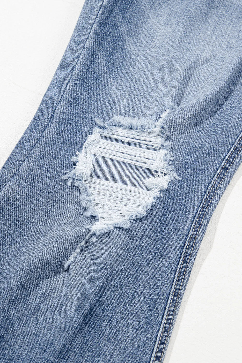 Distressed Raw Hem Bootcut Jeans - -