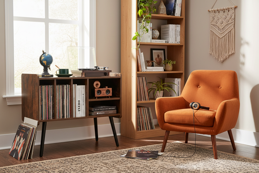 220 Album Adjustable Height Record Player Stand with Removable Shelves - - cabinet